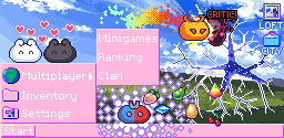 Nostalgia Game Feature Graphic - Gameplay showcase with vaporwave UI, enemies, and mechanics